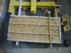 A 4 x 8.08ft (1.22 x 2.46m) wood shear wall undergoing test